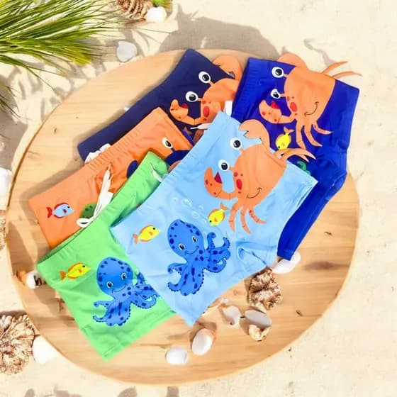 Sunga Boxer Infantil 2 a 10 Anos Masculina Menino Criança Juvenil Moda Praia Verão Piscina