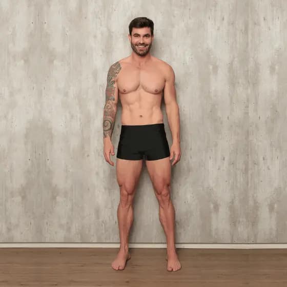 Sunga Masculina Boxer Forrada Proteção UV+50 Homem  P/M/G/GG Lisa Regulagem Praia Natação Piscina