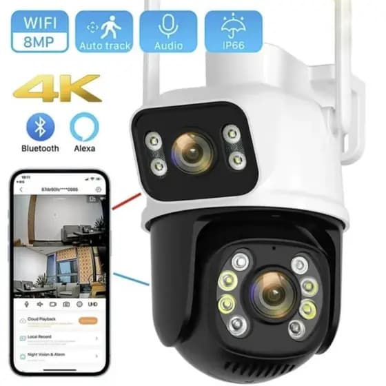 Camera Externa Ip a Prova D'água Wifi Dupla 2 Em 1 com Visao Noturna C/ Infravermelho Câmera De Vigilância