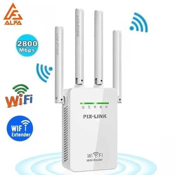 Repetidor e Roteador Wifi 4 Antenas Amplificador De Sinal 2800M Pix-link