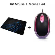 Mouse USB óptico MS-9 com Led Mini Preto + Mouse Pad