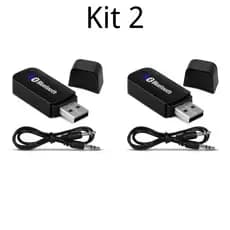Kit 2 Receptor Bluetooth P2 Para Carro Som Automotivo USB (3,5mm)