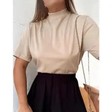T-SHIRT MALHA GOLA ALTA