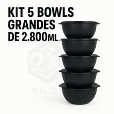Kit 5 Potes Plásticos Bowl 2800ml Grandes Herméticos Cozinha Organizador Alimentos Resistente