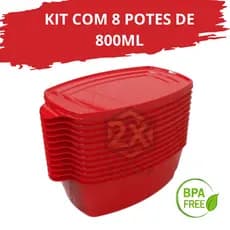 Kit 8 Potes 800 ML Frezeer e Micro-Ondas Pague 4 Leve 8