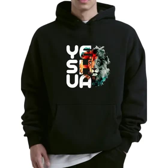 Moletom Com Bolso e Capuz Leão De Judá Yeshua Religiosa Blusa Feminina Casaco Masculino Flanelado