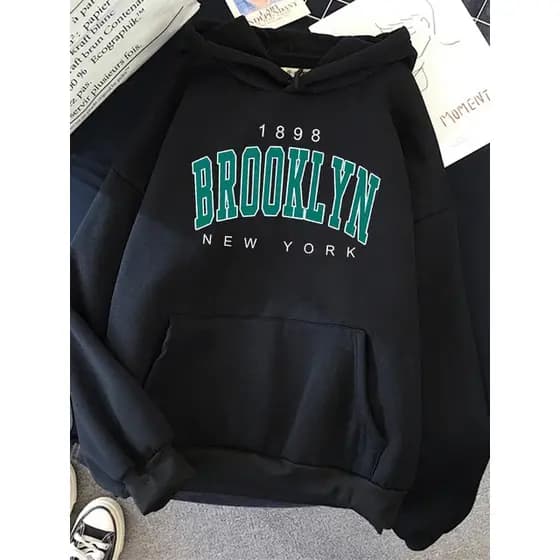 Moletom Canguru Com Capuz Moda Feminina Masculina Estampa Brooklyn Blusa De Frio Premium