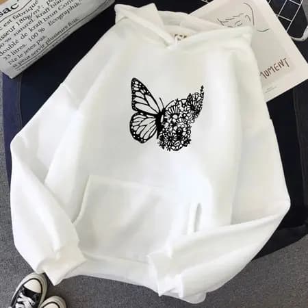 Moletom Feminino Borboleta Estilosa Florida Casaco De Frio Entrega Rapida