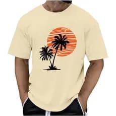 Camisa Camiseta Vintage Praia Para Uso Casual Masculina Em Malha 30.1 Com Costura Reforçada
