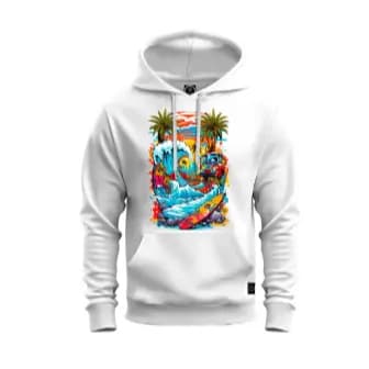 Moletom Masculino Com Capuz Estampa Praia Style Tecido Premium 100% Algodão