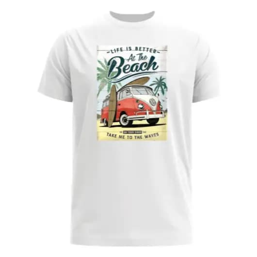Camiseta Masculina Estampa Praia Surf Tecido Premium 100% Algodão