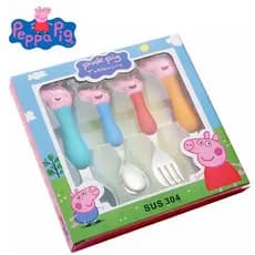 4Pcs/Set Peppa Pig Kids Cutelaria Conjunto De Talheres Para Crianças Colher De Garfo Refeição Diária Desenho Animado Grip Spoon Toy Holiday
