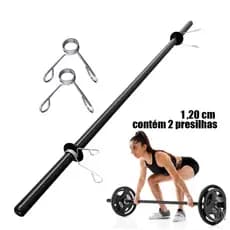 KIT 2 Barra Body Pump Musculação 1.20 Presilhas p/ Treino Academia Fitness Treinamento Musculação