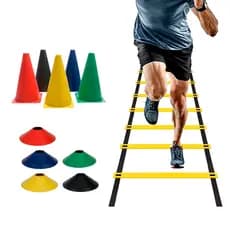 Kit Funcional Agilidade 5 Chapéus + 5 Cones e Escada Treino Futebol Futsal