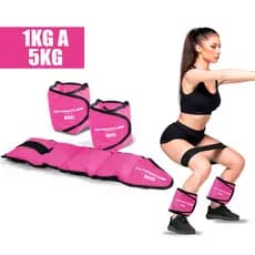 Par de Caneleira Peso 1KG a 5KG Treinar Pernas Treino em Casa Academia Tornozeleira Funcional Rosa