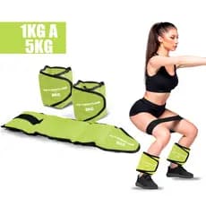 Par de Caneleira Peso 1kg a 5kg Treinar Pernas Treino em Casa Academia Tornozeleira Funcional Verde