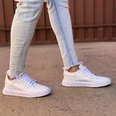 Tênis Masculino Branco Casual sneaker Sola Alta Leve E Com Estilo
