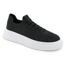 Tênis Masculino Meia Knit Calce Fácil Cinza Mescla Leve e Confortável