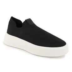 Tênis Masculino Preto Knit Sem Cadarço Casual Leve Confortável
