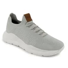 Tênis Masculino Meia Knit Calce Fácil Cinza Esportivo