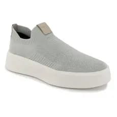 Tênis Masculino Cinza Knit Sem Cadarço Casual Leve Confortável