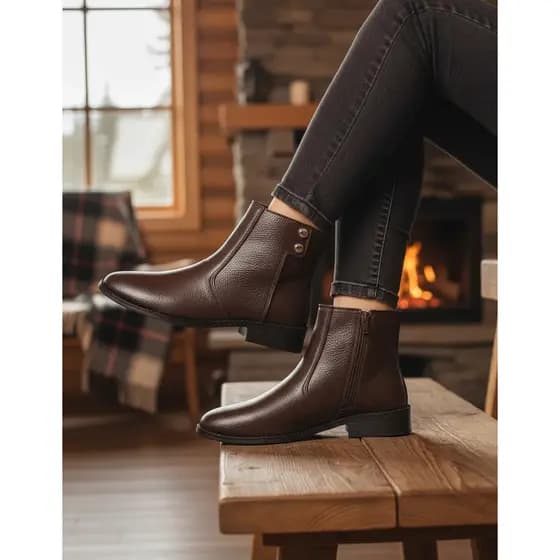 Bota Coturno Feminina Cano Curto Ziper Casual Confortavel Salto Grosso Linda Elegante Classico
