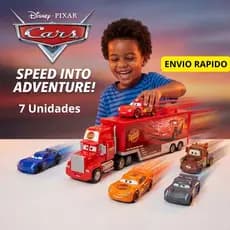 Kit 7 Carrinhos Com caminhão Disney Pixar McQueen & Amigos Presente Perfeito Natal e Aniversário