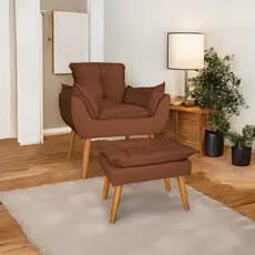 Poltrona mais puff opala da mamae poltrona para amamentação em suede terra cota
