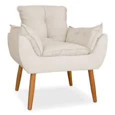 Poltrona cadeira opala pes palito em suede bege