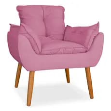 Poltrona opala pes palito em suede rosa