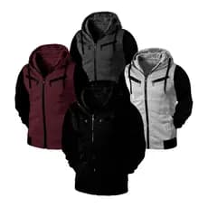 Kit 04 Jaqueta Moletom Raglan Blusa de Frio com Capuz e Ziper masculino e Feminino
