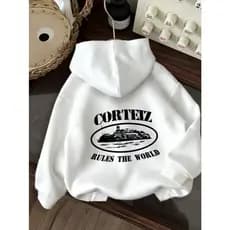 Moletom com Capuz Unisex com gráfico "QUEEN RULES THE WORLD" - casual com cordão, conforto para todas as estações, roupa