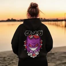 Moletom Canguru Com Capuz Estampado Gengar Pokémon Phantom Poison Oversized peluciado streetwear Ghost Desenho Anime Jap