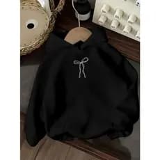 Moletom com Capuz Unisex Casual com Estampa de Laço - Suéter Aconchegante com Cordão e Bolso Frontal, Mangas Compridas e