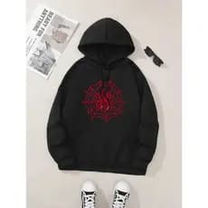 Moletom com capuz estampa gráfico Teia Conforavel Quentinho Flanelado Dois Cabos Frio Inverno