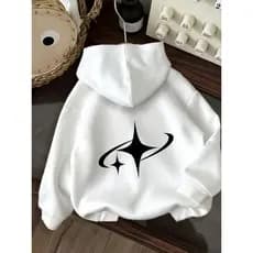 Moletom com capuz estampado gráfico Estrela Cadente  e cordão, blusa de moletom casual Unisex no inverno e outono