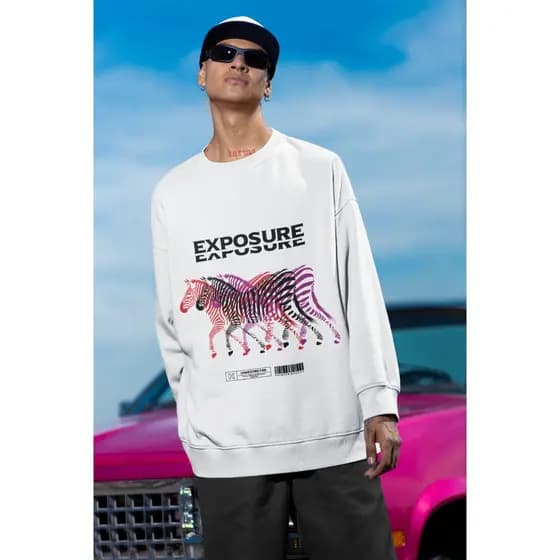 Moletom Careca Unissex ´´Exposure´´ Blusa de Frio-Zebra- Feminina Masculina- oversized stretwear