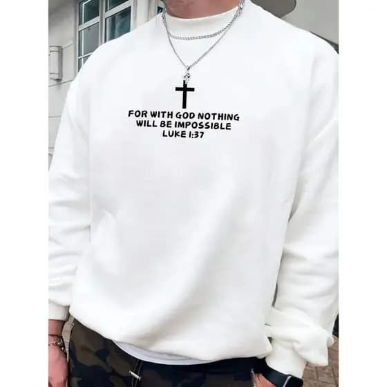 Camiseta de Moletom Unisex com Gola Careca e Frase Inspiradora - 100% Poliéster Estilo Casual, Tecido de Malha Leve