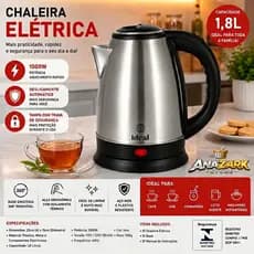 Chaleira Elétrica 1,8 Litros Térmica Inox Agua, Chá, Café e Chimarrão Base Giratória 110V ou 220V