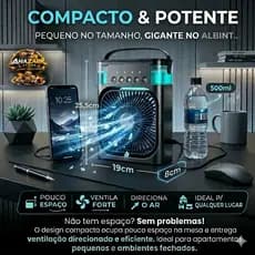 Mini Ar Condicionado Climatizador Umidificador Ventilador Portátil USB Reservatório na Cor Preta