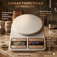 Balança Digital Cozinha Alta Precisão Portátil Versátil Confeitaria Fitness Dieta Treino 10kg