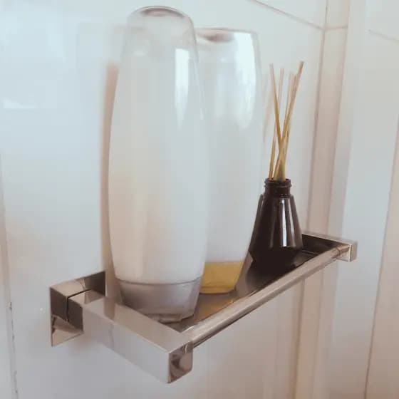 Porta Shampoo Banheiro 30cm Inox 304 Suporte de Shampoo Lavabo Parede Prateleira Linha Leblon