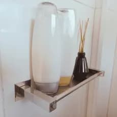 Porta Shampoo Banheiro 30cm Inox 304 Suporte de Shampoo Lavabo Parede Prateleira Linha Leblon