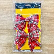Kit 4 Laços Enfeites Arvore Natal Noel Vermelho 12x13cm - BESTMIX