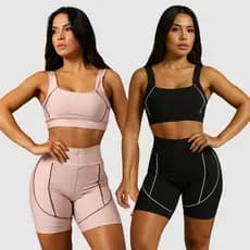 Kit 2 Conjuntos Fitness Feminino Cintura Alta Zero Transparência Academia