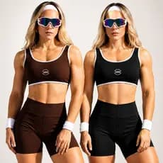 Kit 2 Conjunto de Short e Top Fitness Suplex Estampado Treino Academia Corrida Zero Transparência Corrida