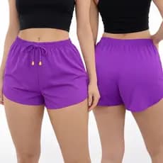 Short Feminino Academia Fitness UV50+ Esportivo Corrida Praia Treino Cadarço Ajustável Secagem Rápida Poliéster Elastano