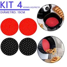 KIT 4 Tapete Protetor Silicone Para Air Fryer Fritadeira Universal Não Gruda - Redondo