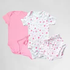 Kit 4 peças body e short bebê 100% algodão 01k2c9