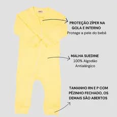 Macacão bebê estampado e liso 100% algodão malha suedine premium antialérgico e macio 24007
